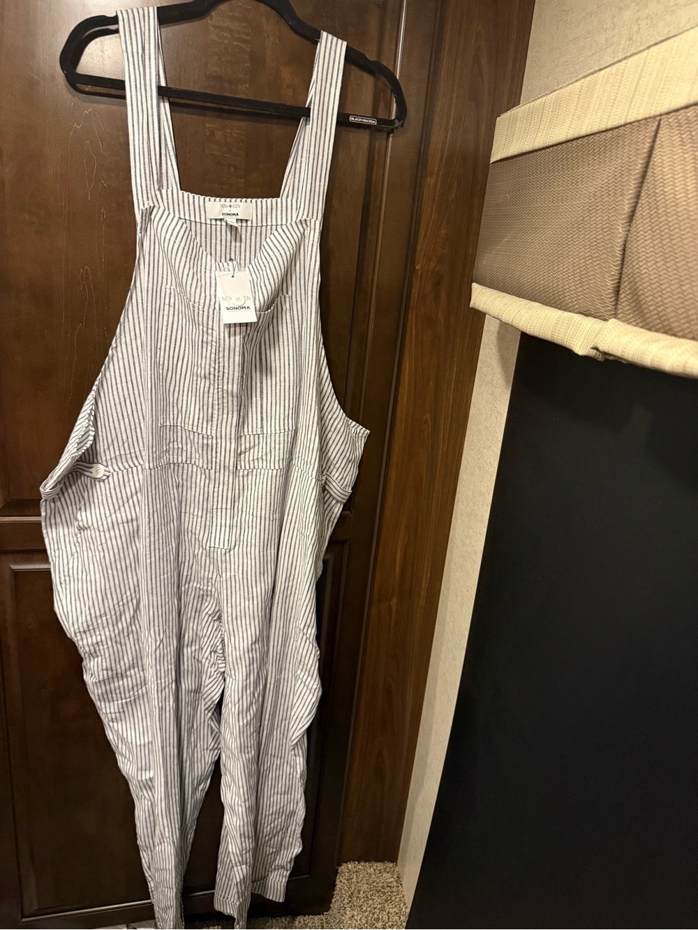 Sonoma Blue & White Pinstripe Cotton Overalls Jumpsuit